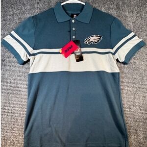 New! FOCO NFL Philadelphia Eagles Polo Shirt Men's Size Medium Green Gray Stripe